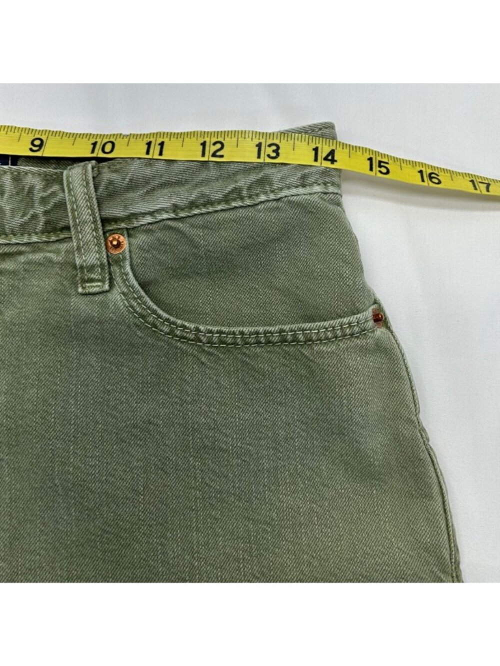 Abercrombie & Fitch Annie High Rise Women's 4/27 Olive Raw Hem Logo - Picture 11 of 15
